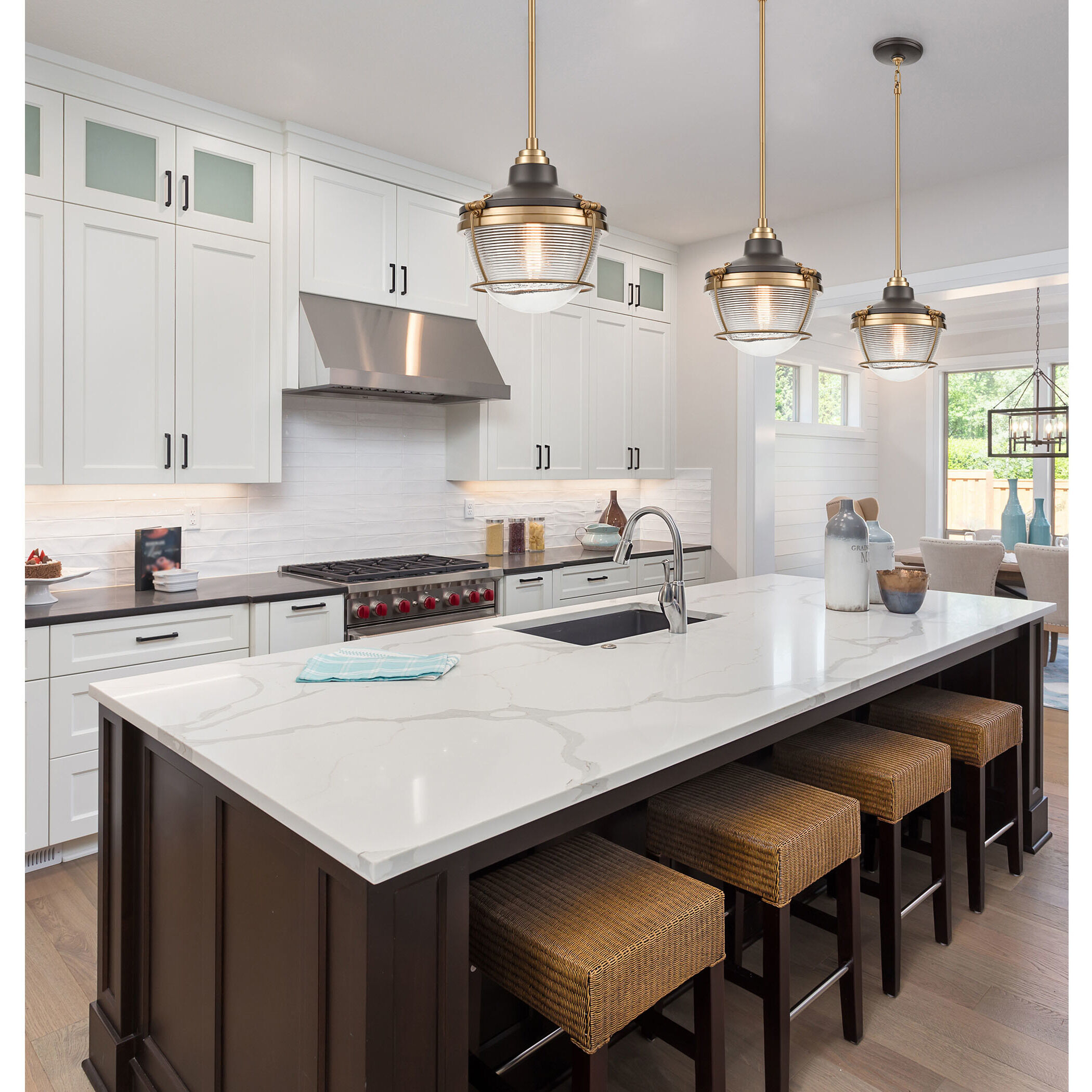 Seaway Passage 1 Light 10 inch Oil Rubbed Bronze with Satin Brass Mini Pendant Ceiling Light