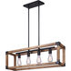 Madison 4 Light 32 inch Black and Wood Chandelier Ceiling Light