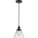 Franklin Restoration Large Cone 1 Light 8 inch Matte Black Mini Pendant Ceiling Light in Clear Glass