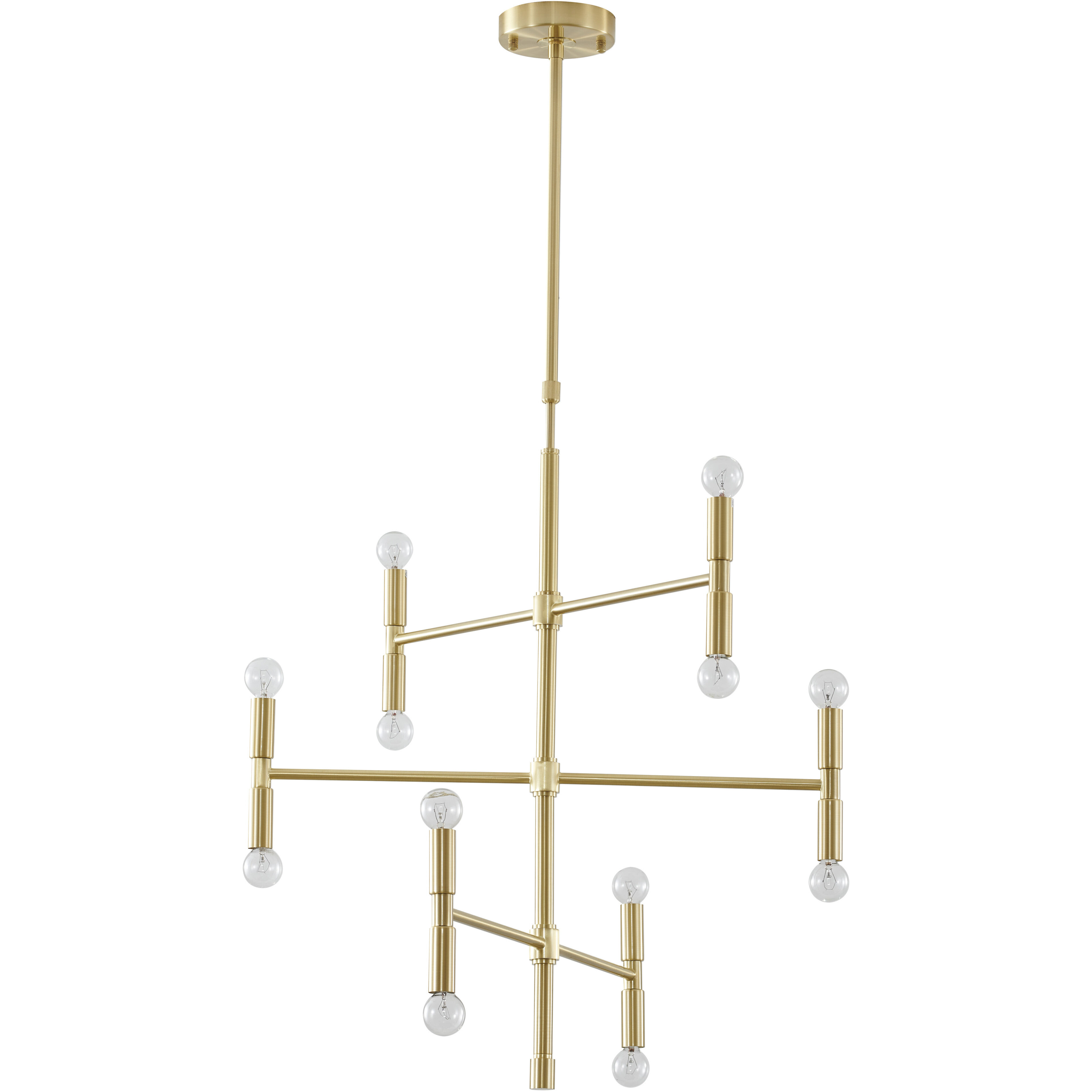 Canada 6 Light 24 inch Satin Gold Chandelier Ceiling Light, Multi-Arm, Gold Metal