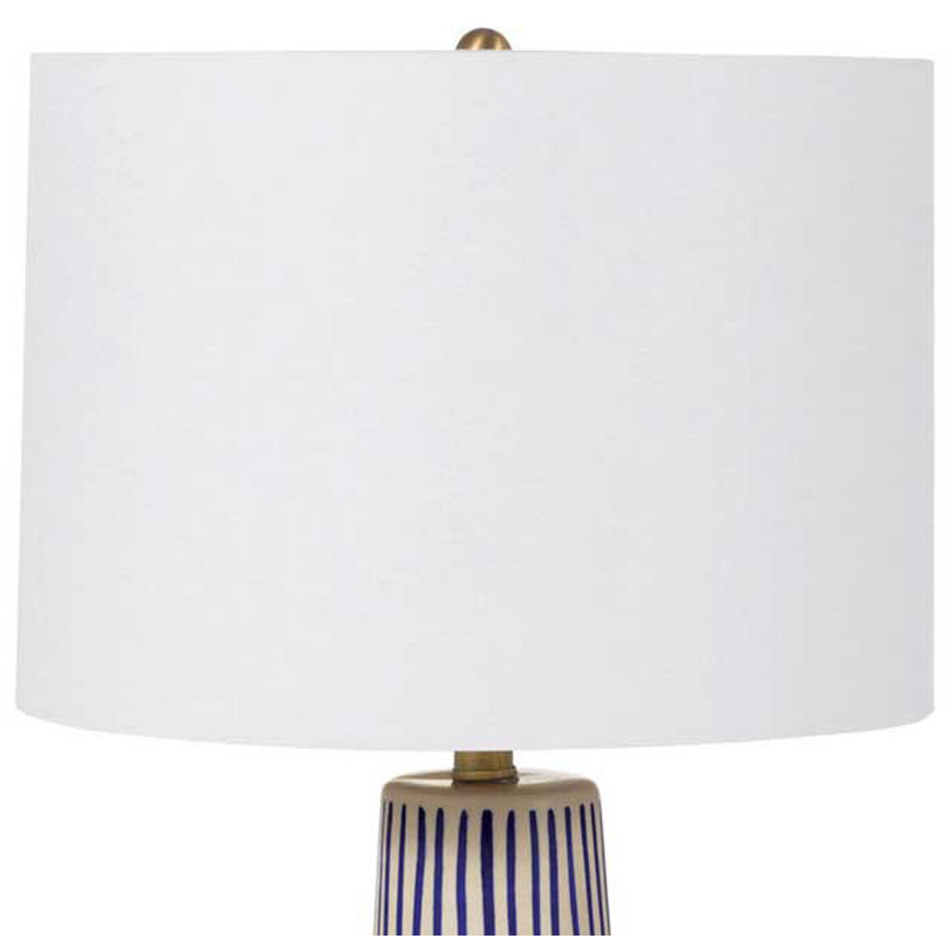 Sophie 29.25 inch Navy and Cream Hand-Painted Ceramic / Antique Brass Table Lamp Portable Light