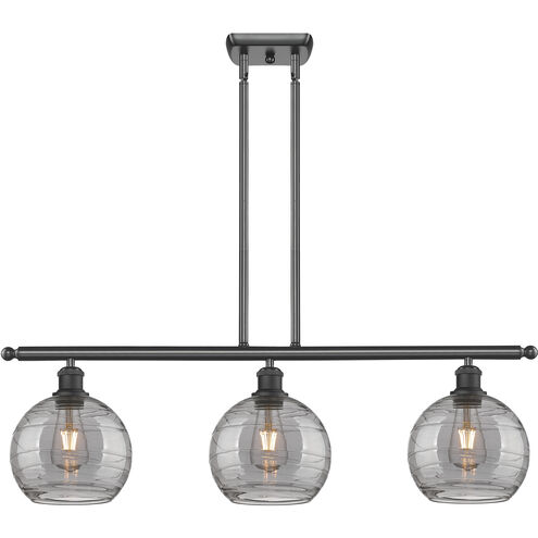 Ballston Athens Deco Swirl 3 Light 36 inch Matte Black Stem Hung Island Light Ceiling Light