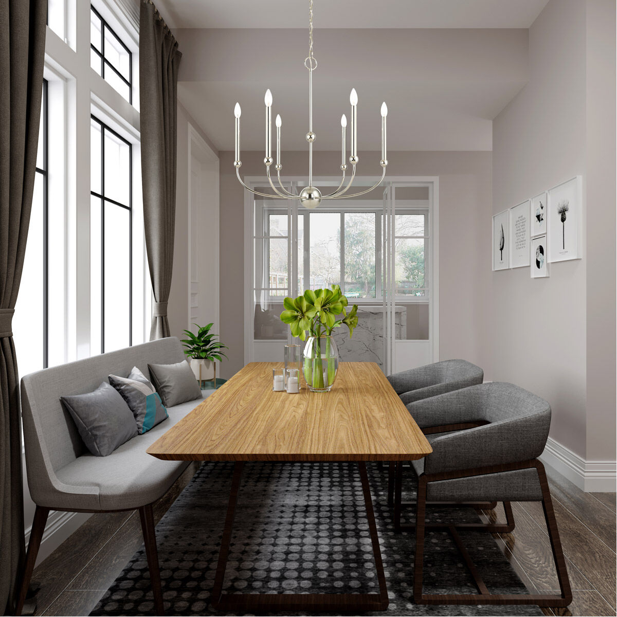 Cortlandt 6 Light 28 inch Polished Nickel Chandelier Ceiling Light