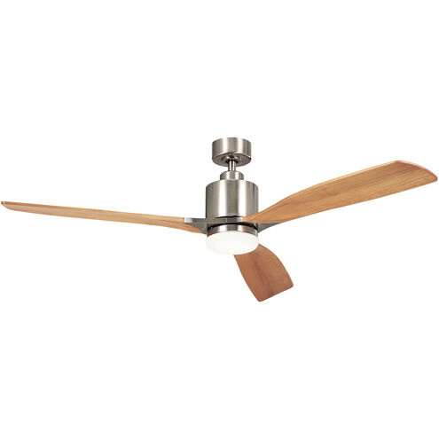 Ridley 60 inch Brushed Stainless Steel with Weathered White Walnut/Weathered White Walnut Blades Ceiling Fan