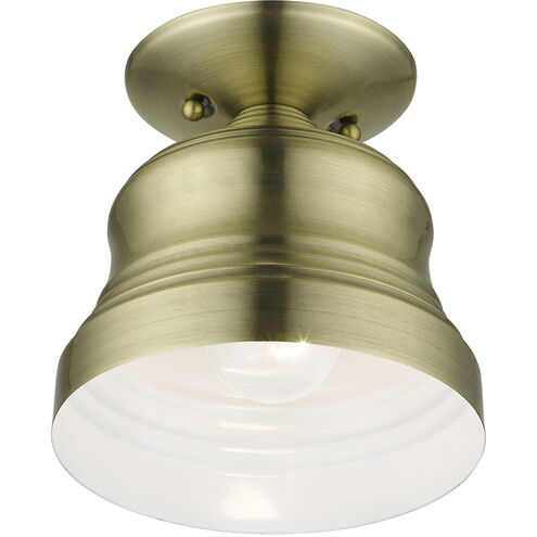 Endicott 1 Light 7 inch Antique Brass Bell Semi-Flush Ceiling Light, Petite