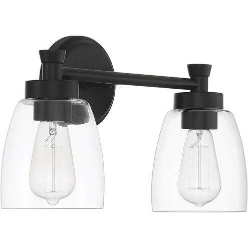 Henning 2 Light 16 inch Flat Black Vanity Light Wall Light