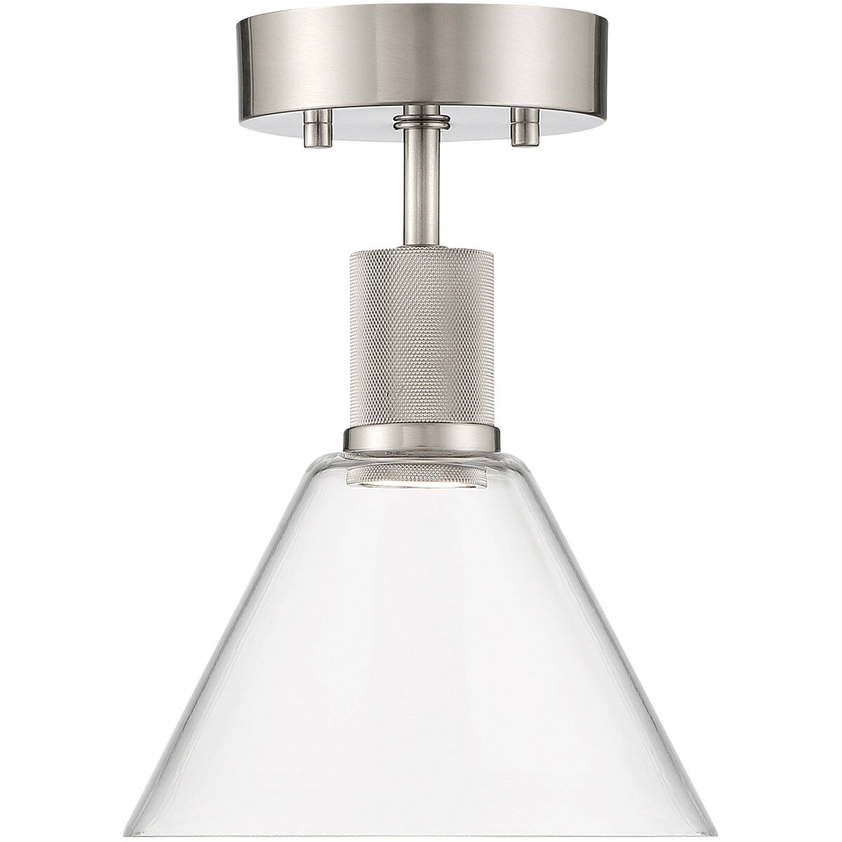 Port Nine LED 8 inch Brushed Steel Semi-Flush Ceiling Light in Clear