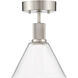Port Nine LED 8 inch Brushed Steel Semi-Flush Ceiling Light in Clear