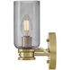 Naomi 3 Light 24 inch Lacquered Brass Bath Light Wall Light in Smoked Glass