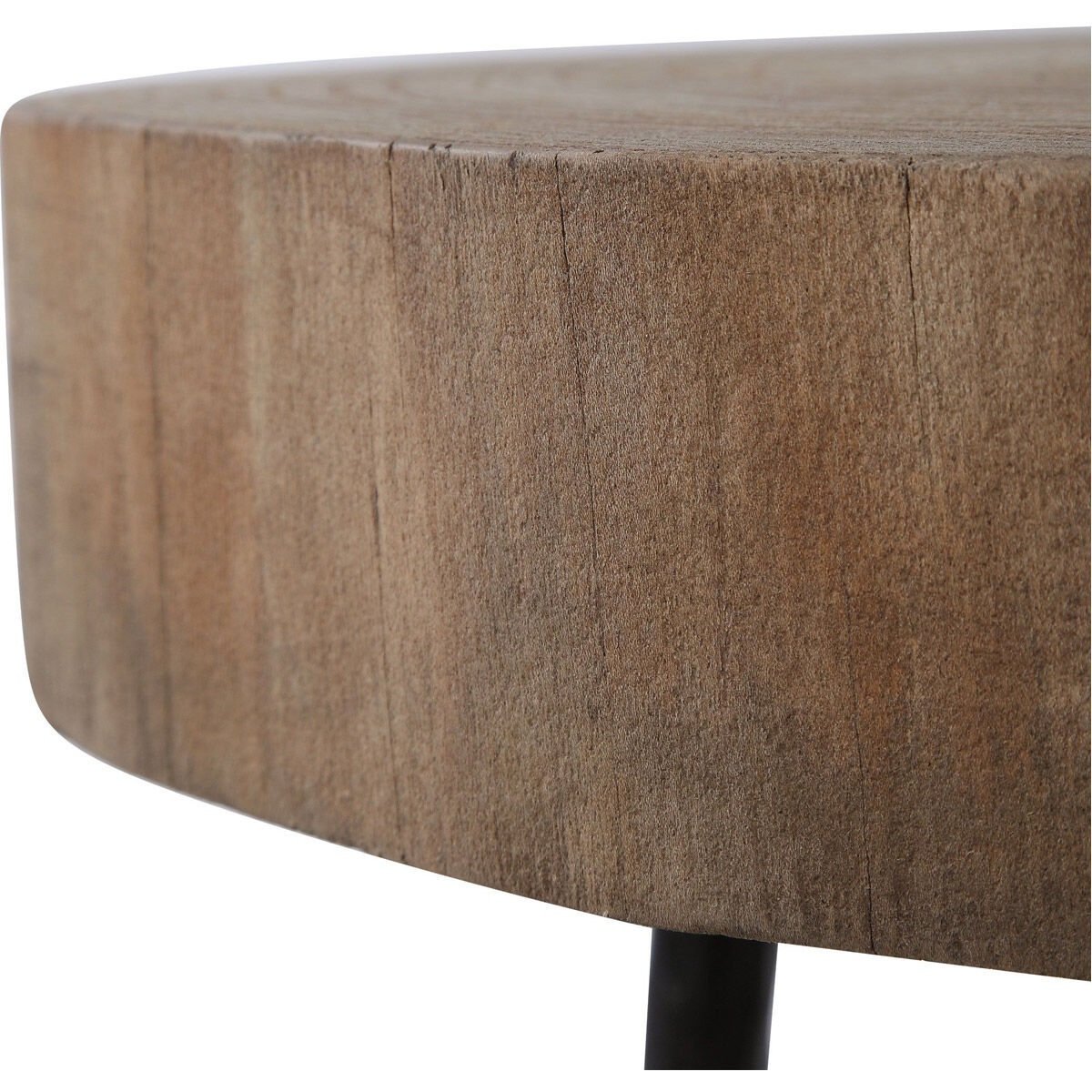 Samba 22 X 18 inch Reclaimed Elm Wood and Aged Steel Nesting Tables, Set of 2