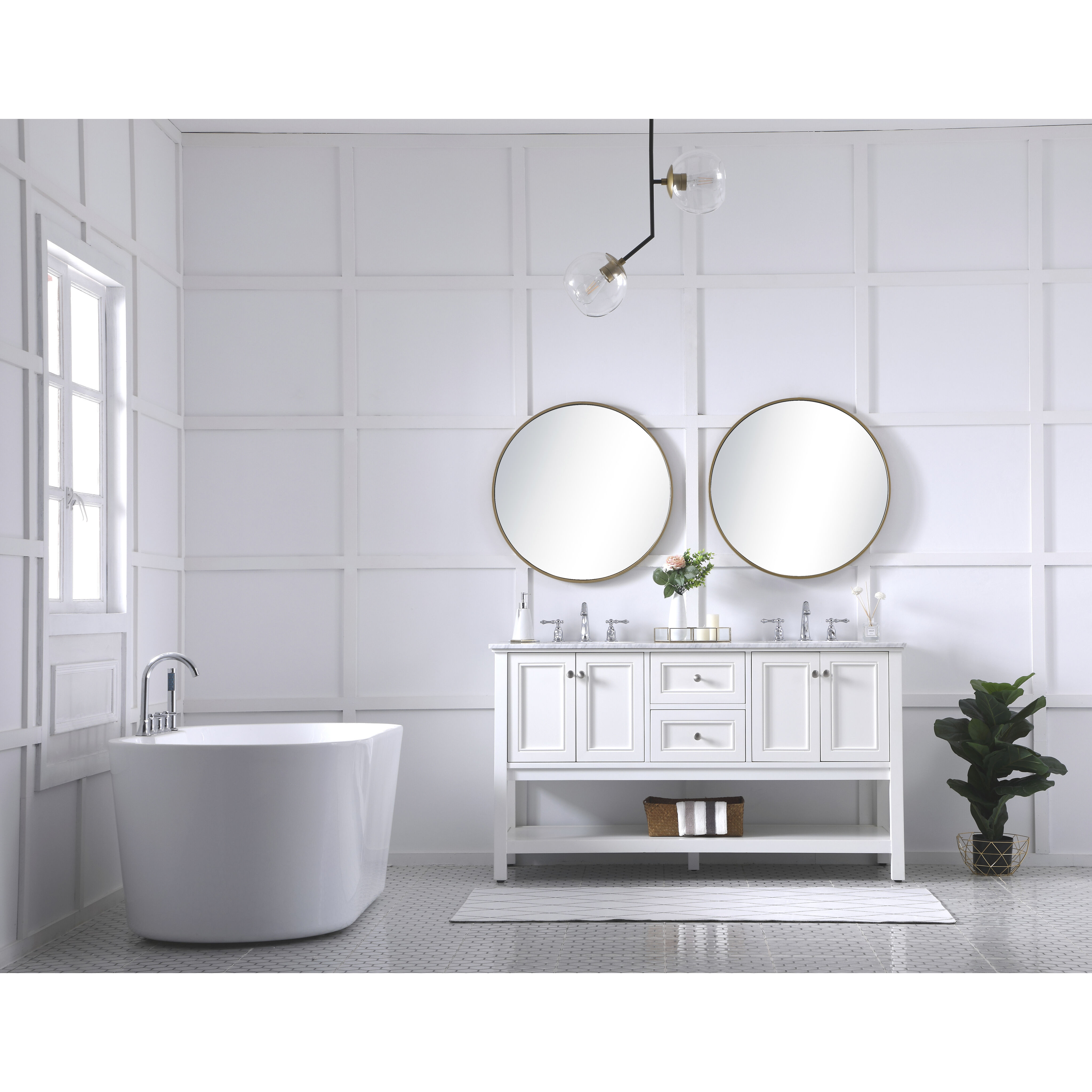 Metropolis 60 X 22 X 34 inch White Vanity Sink Set
