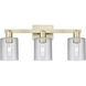 Arcadia Cobbleskill 3 Light 24 inch Antique Brass Bath Vanity Light Wall Light in Clear