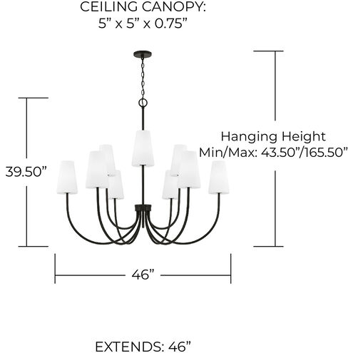 Averitt 9 Light 46 inch Matte Black Chandelier Ceiling Light