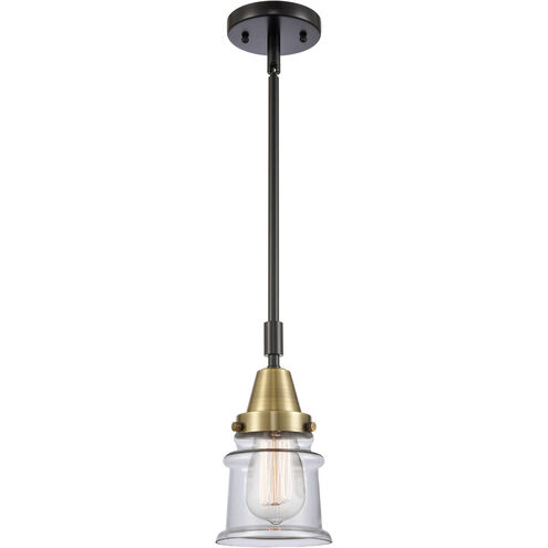 Franklin Restoration Small Canton LED 7 inch Black Antique Brass and Matte Black Mini Pendant Ceiling Light in Clear Glass