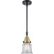 Franklin Restoration Small Canton LED 7 inch Black Antique Brass and Matte Black Mini Pendant Ceiling Light in Clear Glass