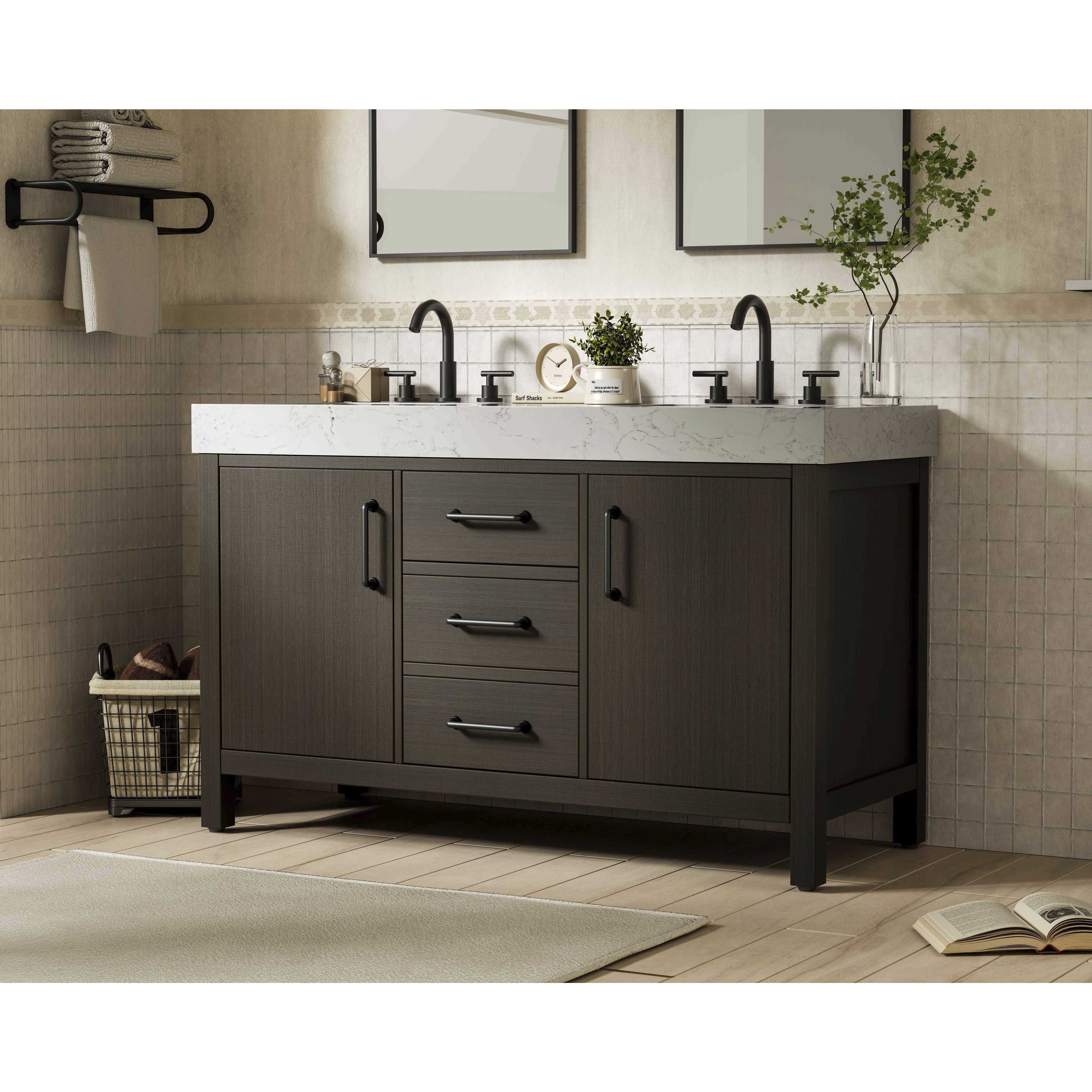 Nathan 54 X 34 inch Mocha Brown Bathroom Vanity Cabinet