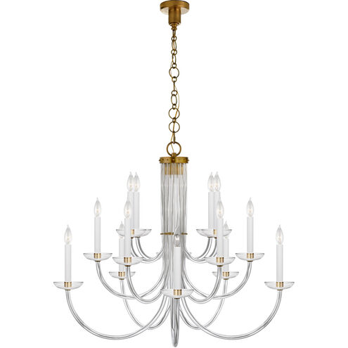AERIN Wharton 15 Light 37.75 inch Hand-Rubbed Antique Brass Chandelier Ceiling Light