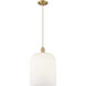 Downtown Urban Bridal Veil 1 Light 12 inch Brushed Brass Mini Pendant Ceiling Light in Gloss White Glass