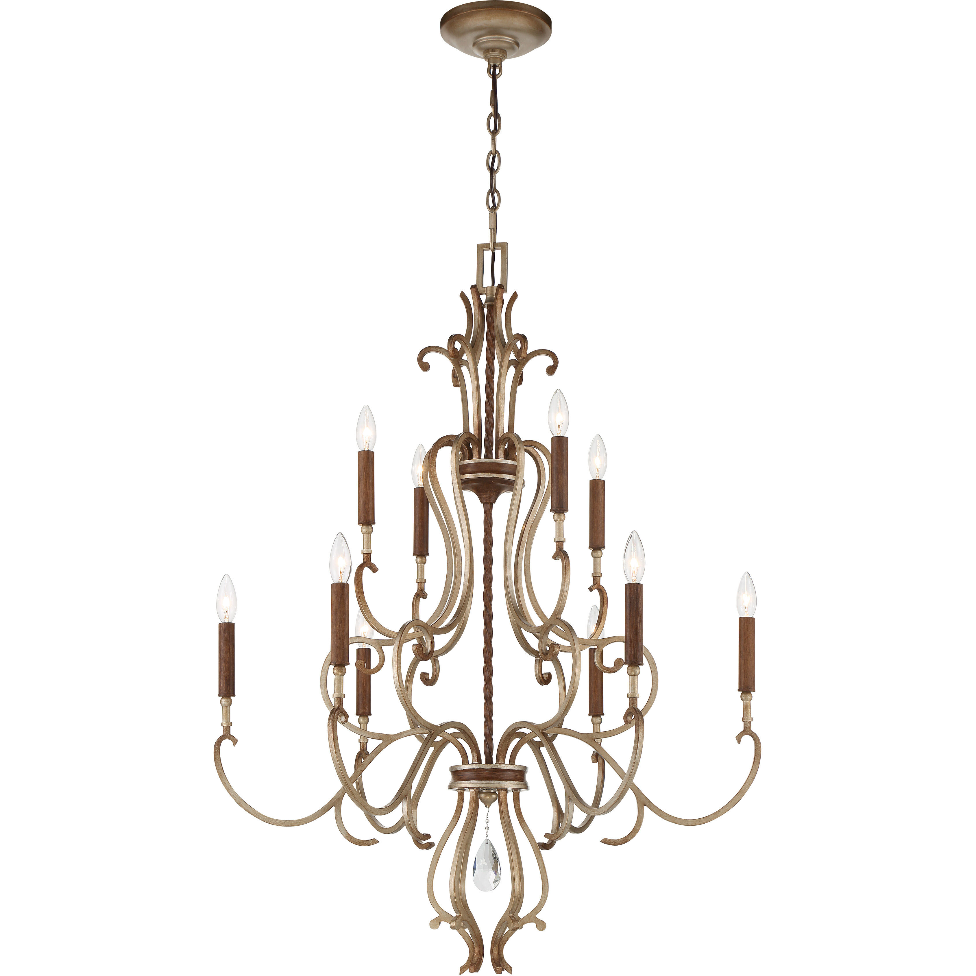 Magnolia Manor 10 Light 32.75 inch Pale Gold with Distressed Bronze Chandelier Ceiling Light