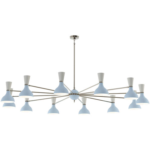 Clare LED 76 inch Polished Nickel Chandelier Ceiling Light in Baby Blue and Lily