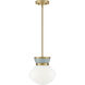 Lucy 1 Light 10 inch Lacquered Brass with Seafoam Pendant Ceiling Light