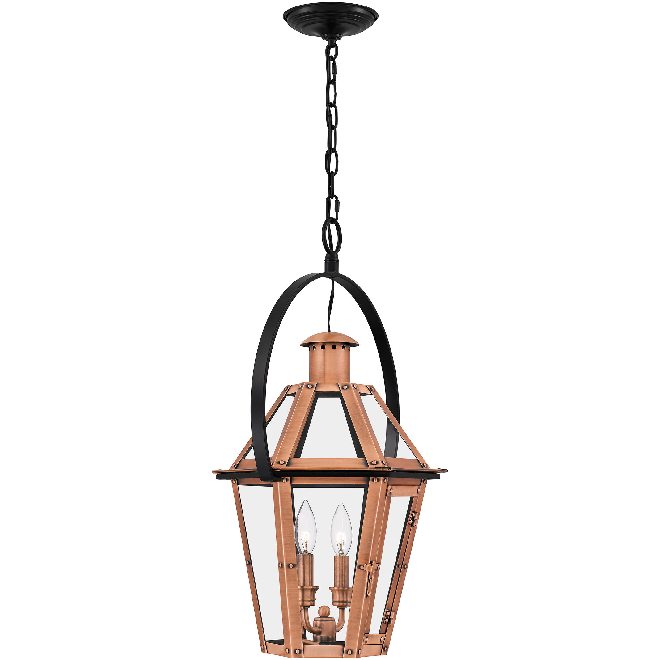 Burdett 2 Light 16 inch Aged Copper Outdoor Hanging Lantern