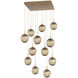Aster LED LED Novel Brass Chandelier Ceiling Light, Square Multi-Pendant