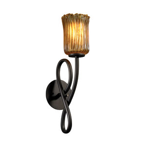 Veneto Luce LED 5 inch Matte Black Wall Sconce Wall Light in 700 Lm LED, Clear Textured (Veneto Luce), Cylinder with Rippled Rim, Capellini