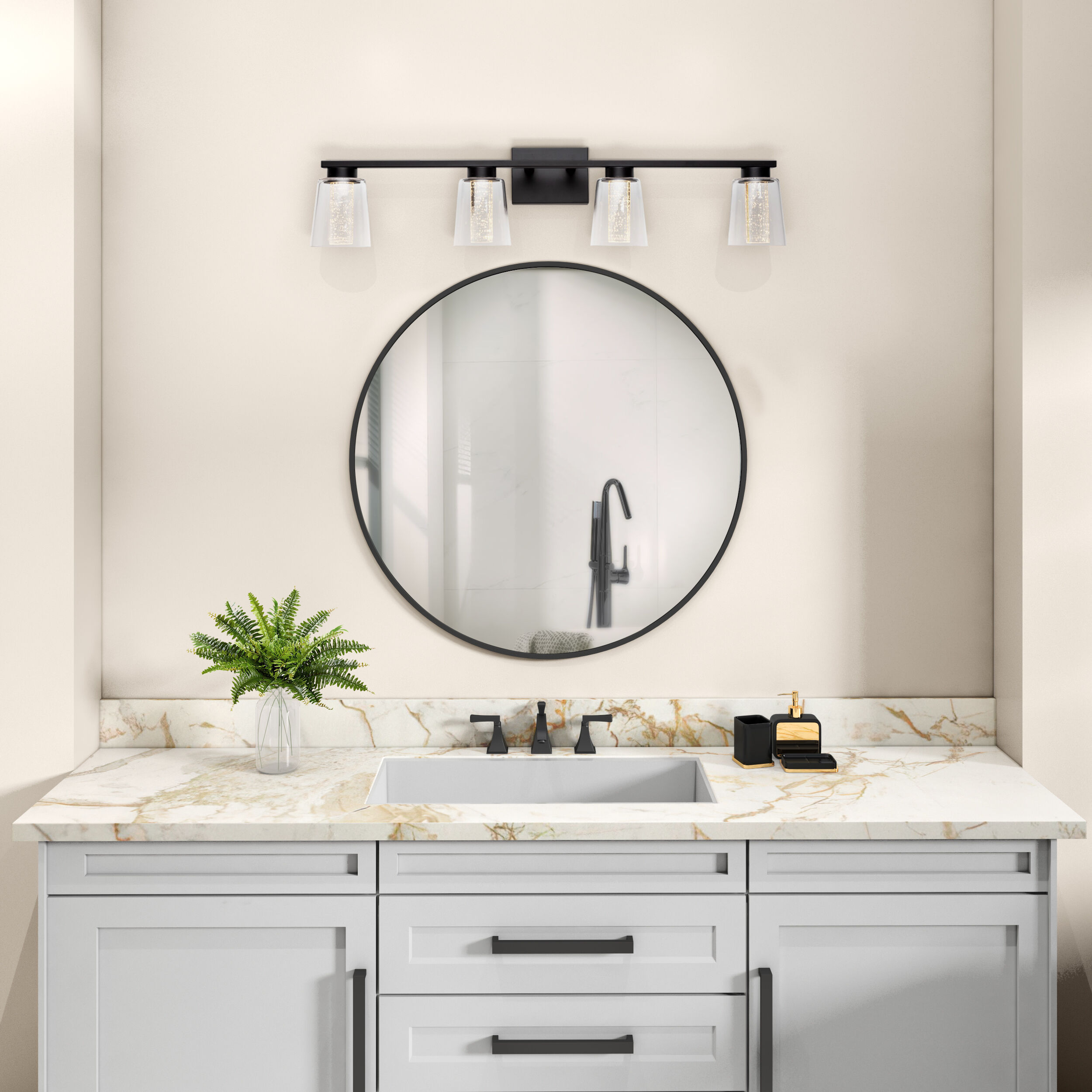 Dalton LED 33.25 inch Black Bathroom Vanity Wall Light