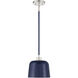 Vintage 1 Light 9 inch Navy Blue with Polished Nickel Pendant Ceiling Light