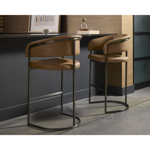 Marris 42 inch Gunmetal / Milliken Cognac Barstool