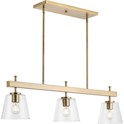 Saffert 3 Light 40 inch Vintage Brass Island Pendant Ceiling Light, Design Series