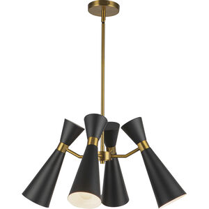 Alora Mood Blake 4 Light 24.13 inch Matte Black Chandelier Ceiling Light in Matte Black and Aged Gold