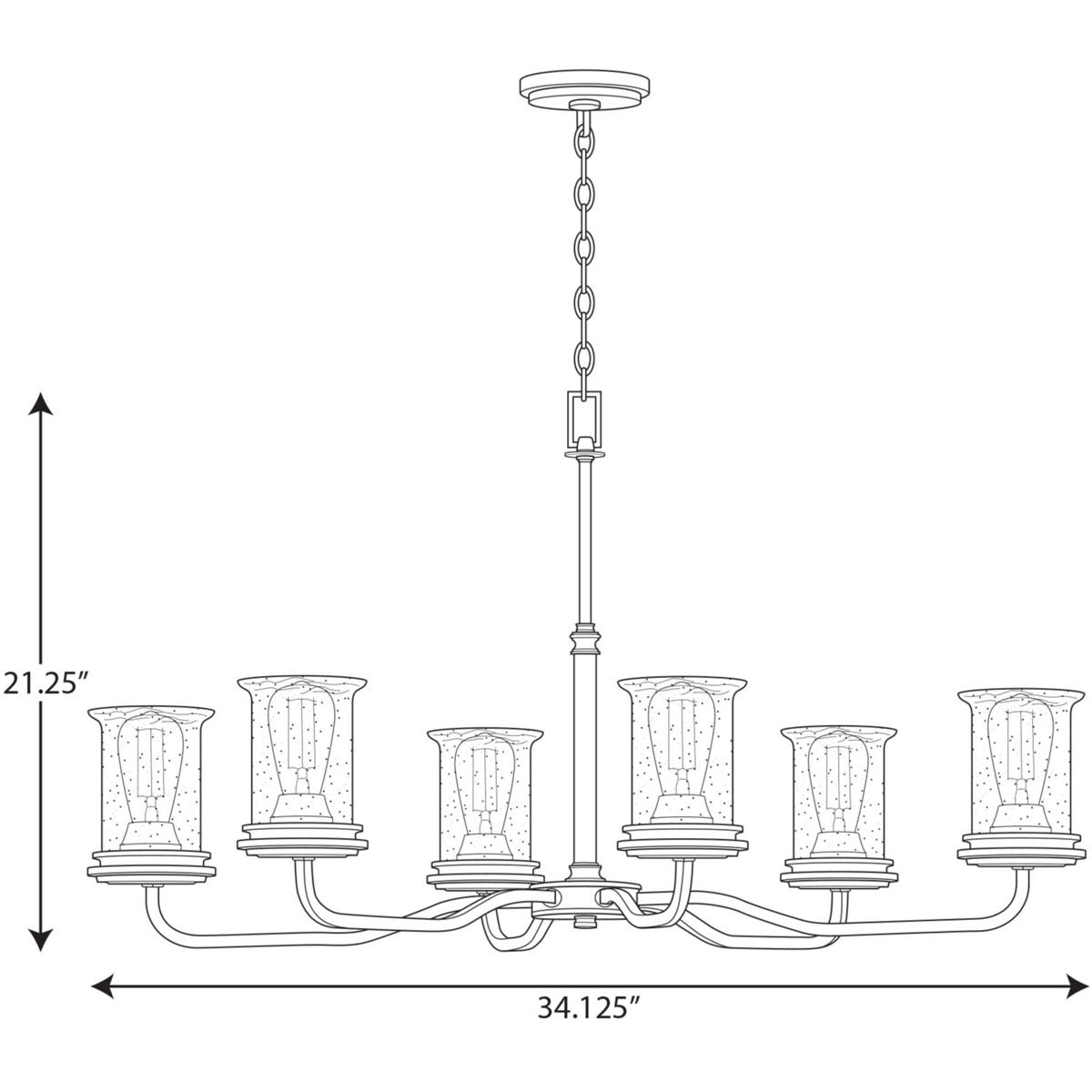 Winslett 6 Light 34 inch Brushed Nickel Chandelier Ceiling Light
