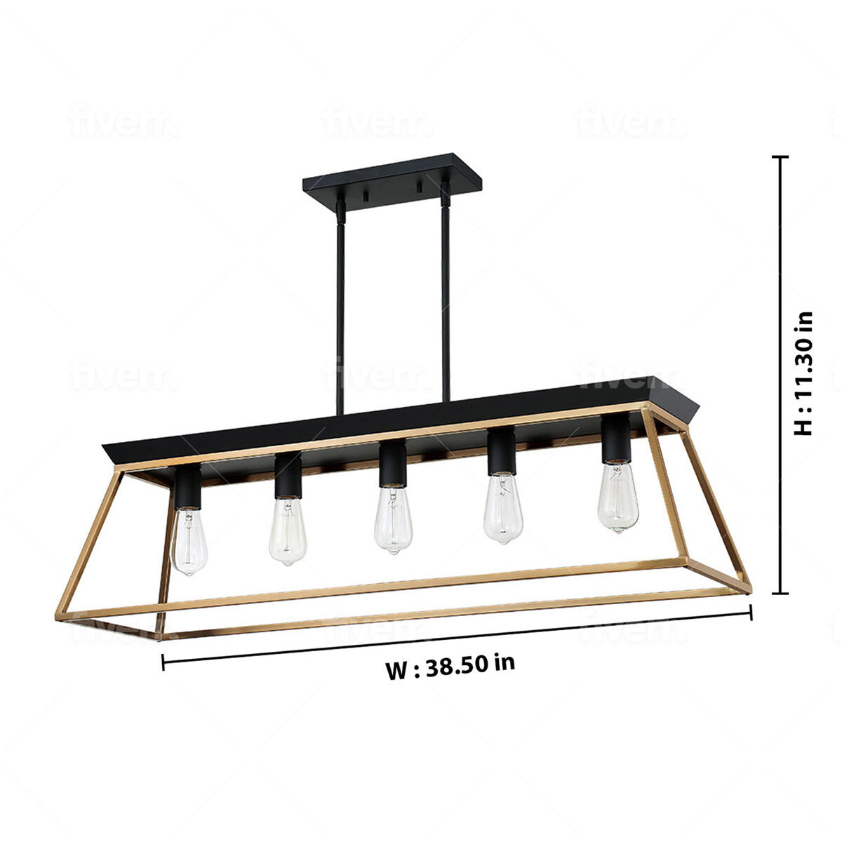 Paulino 5 Light 38.5 inch Brushed Gold and Matte Black Pendant Ceiling Light