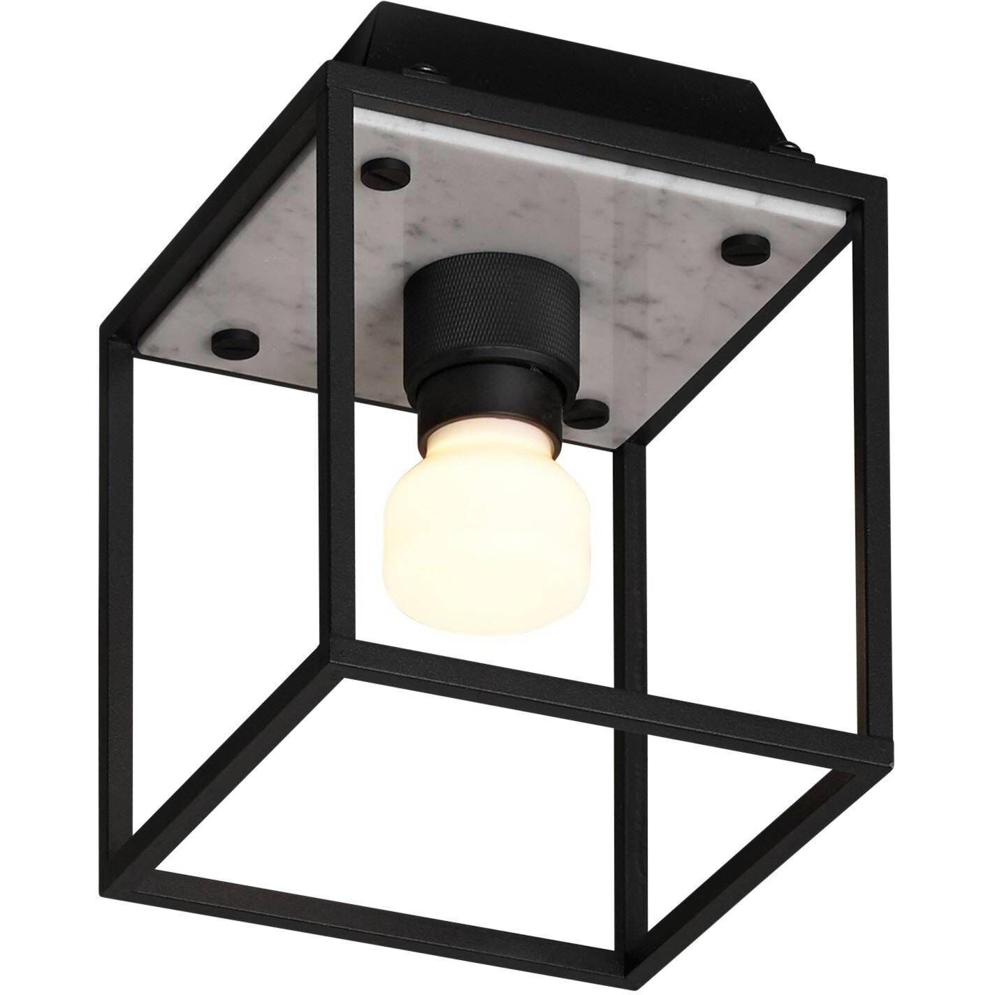 Caged 1 Light 6.69 inch White Marble Semi-Flush Mount Ceiling Light