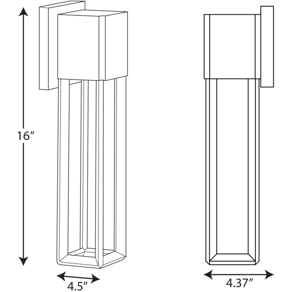 Z-1090 LED LED 16 inch Matte Black Outdoor Wall Lantern, Medium, Progress LED