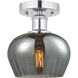 Edison Fenton 1 Light 7 inch Polished Chrome Semi-Flush Mount Ceiling Light in Plated Smoke Glass