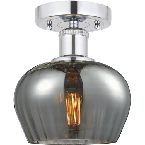 Edison Fenton 1 Light 7 inch Polished Chrome Semi-Flush Mount Ceiling Light in Plated Smoke Glass