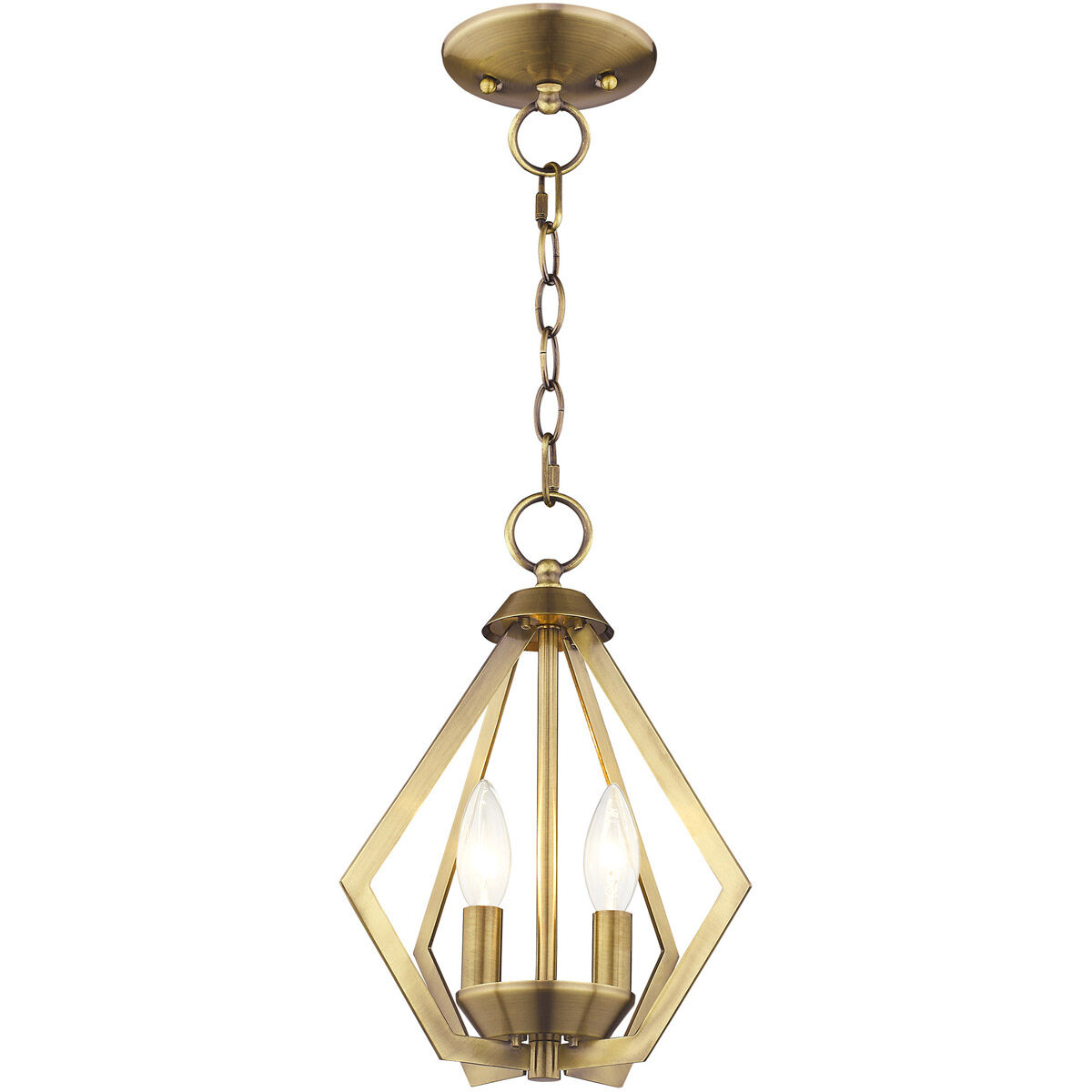 Prism 2 Light 11.25 inch Antique Brass Convertible Mini Chandelier/Ceiling Mount Ceiling Light