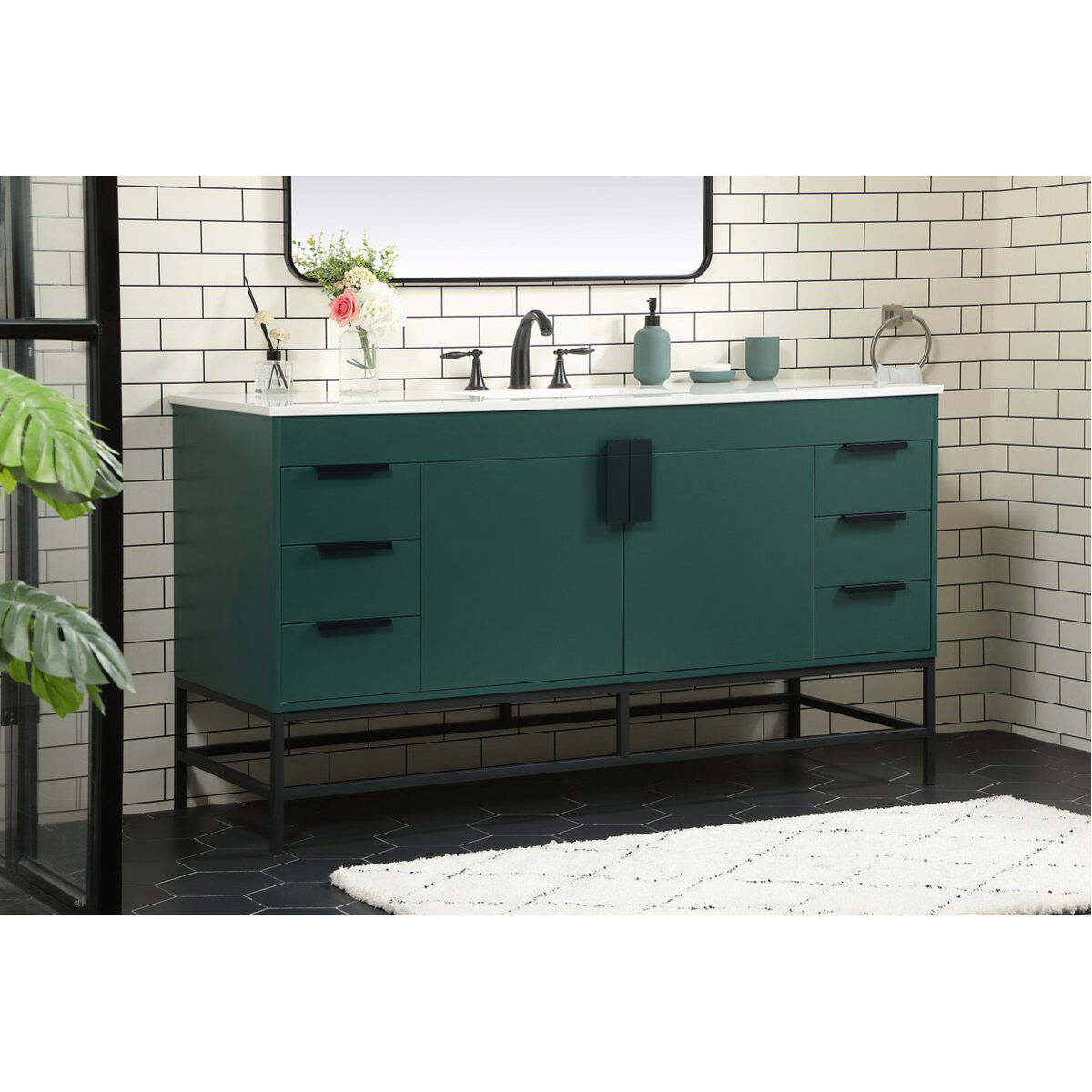 Eugene 60 X 22 X 33.5 inch Green Vanity Sink Set