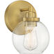 Carson 1 Light 5.5 inch Warm Brass Bathroom Vanity Light Wall Light, Essentials
