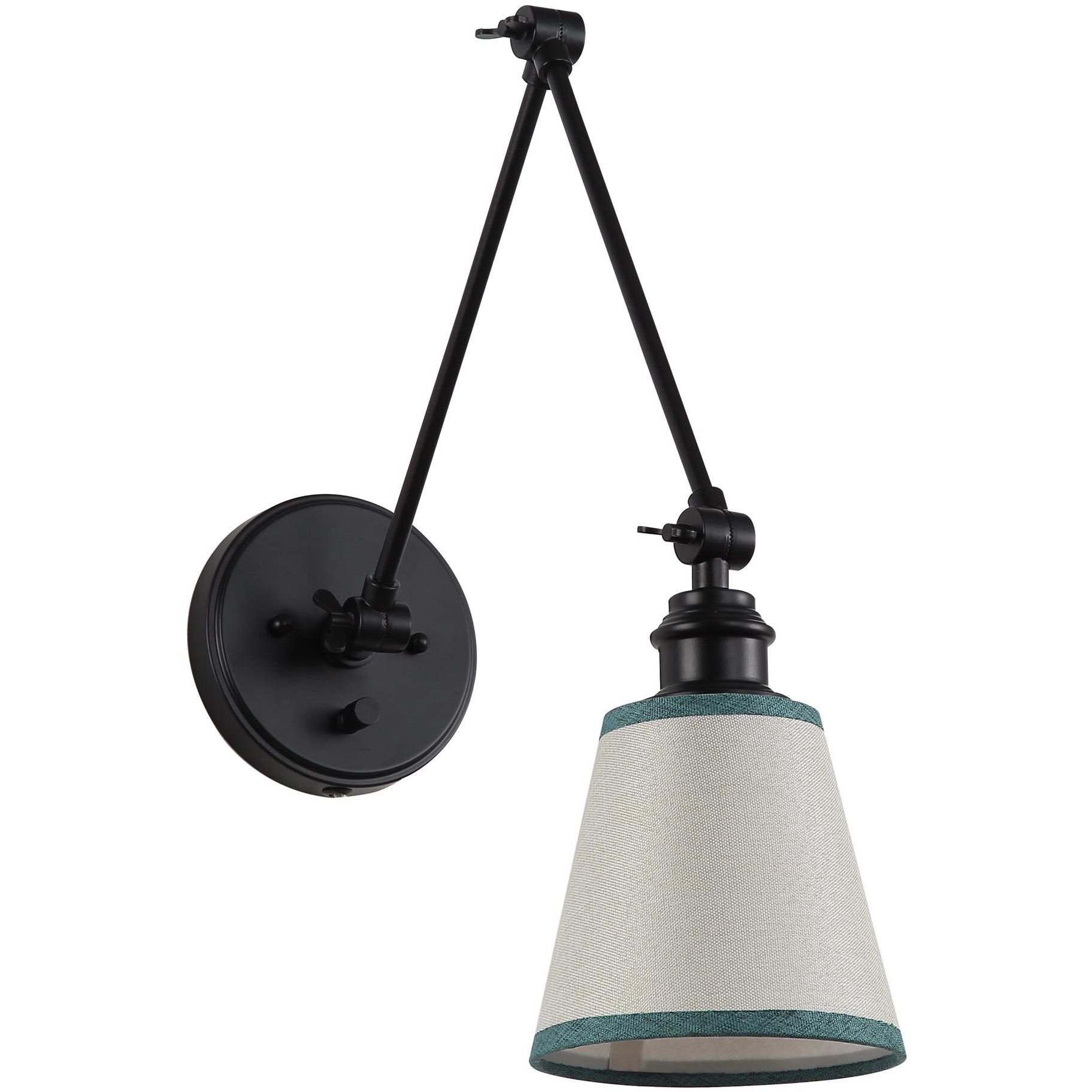 Yep Equinox 1 Light 5.88 inch Matte Black Swing Arm Wall Lamp Wall Light in White with Green Trim