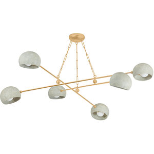 Turner 6 Light 60 inch Vintage Gold Leaf and Limewash Plaster Chandelier Ceiling Light