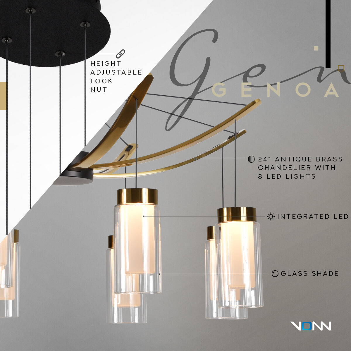 Artisan Collection/GENOA Series 24 inch Black Pendant/Chandelier Ceiling Light