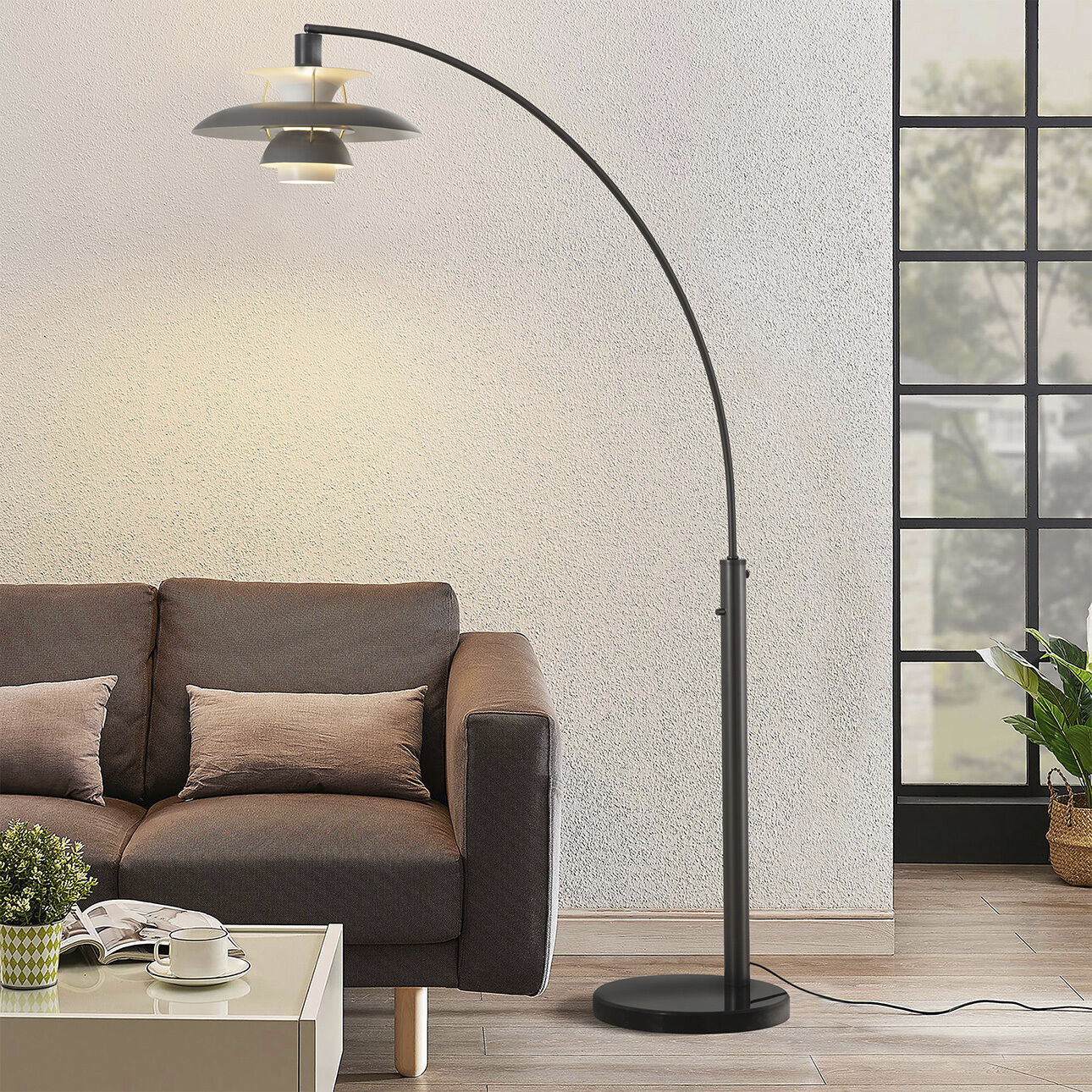 Palm Springs 87 inch 100.00 watt Gunmetal and Black Arc Floor Lamp Portable Light