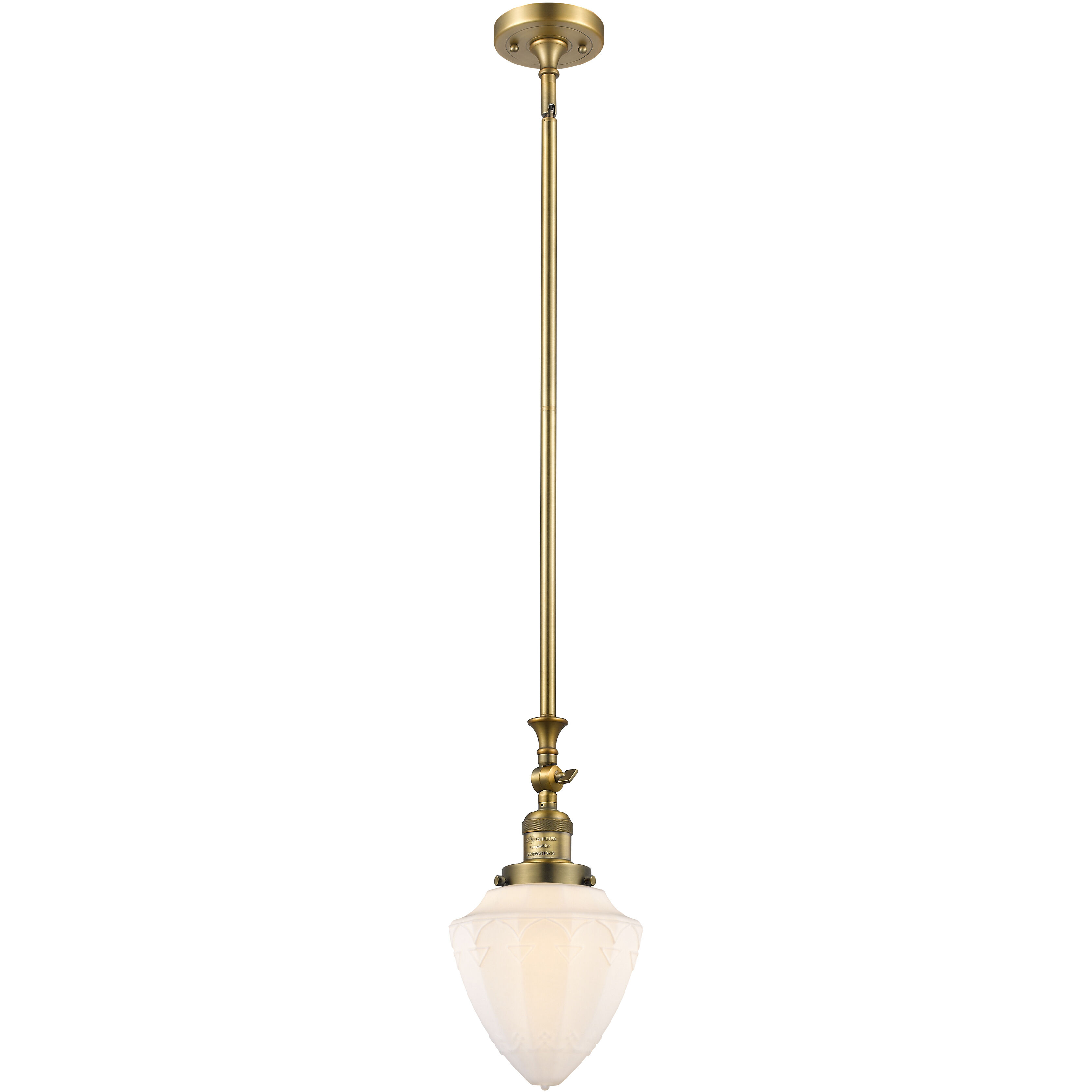 Franklin Restoration Bullet LED 7 inch Brushed Brass Mini Pendant Ceiling Light in Matte White