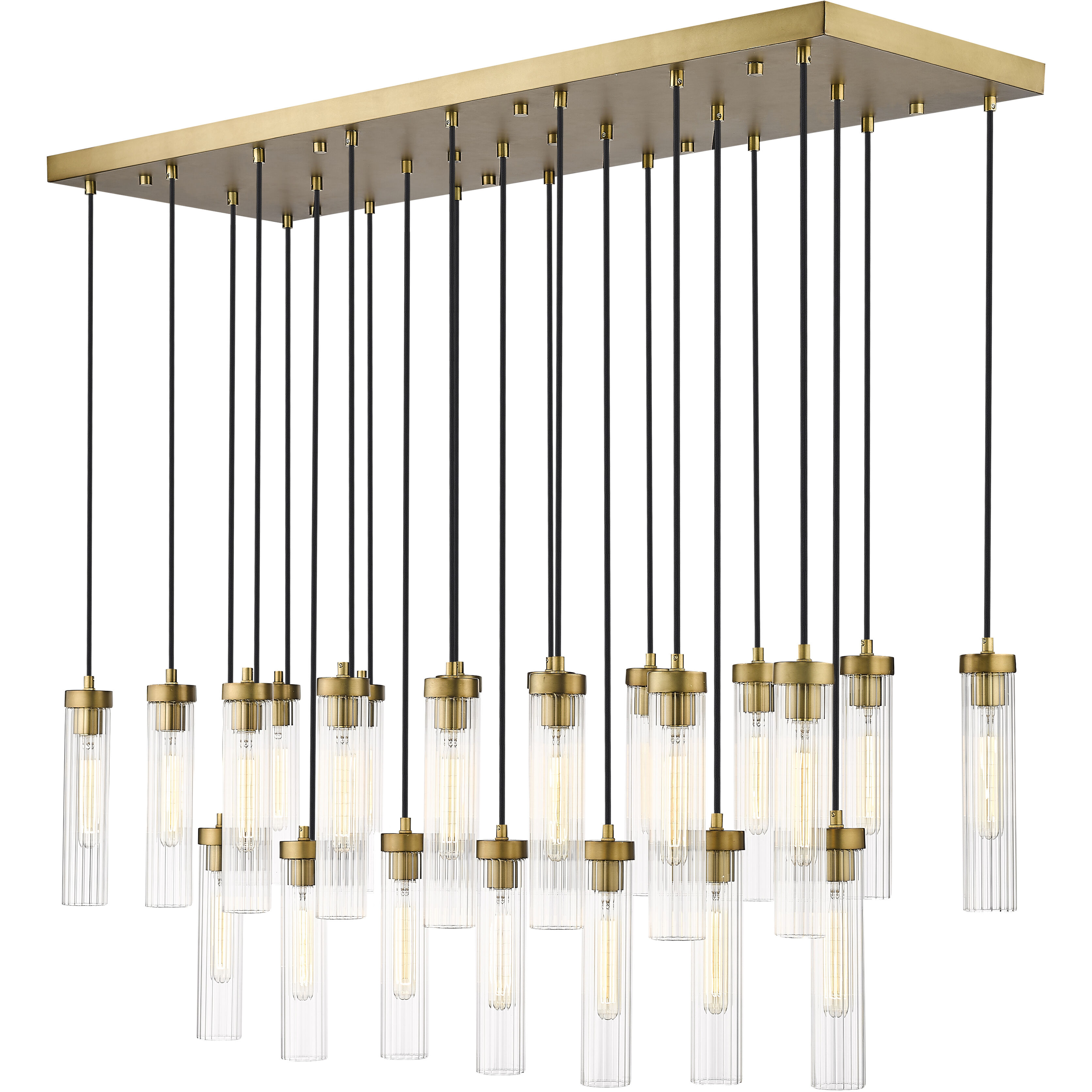 Beau 23 Light 54 inch Rubbed Brass Linear Chandelier Ceiling Light