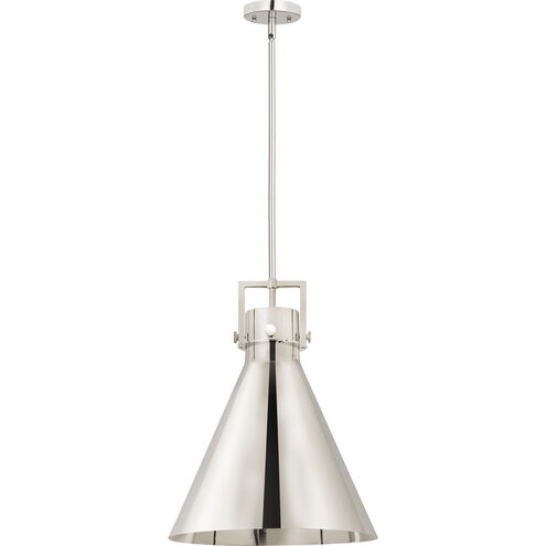 Newton Cone 1 Light 16 inch Polished Nickel Stem Hung Pendant Ceiling Light