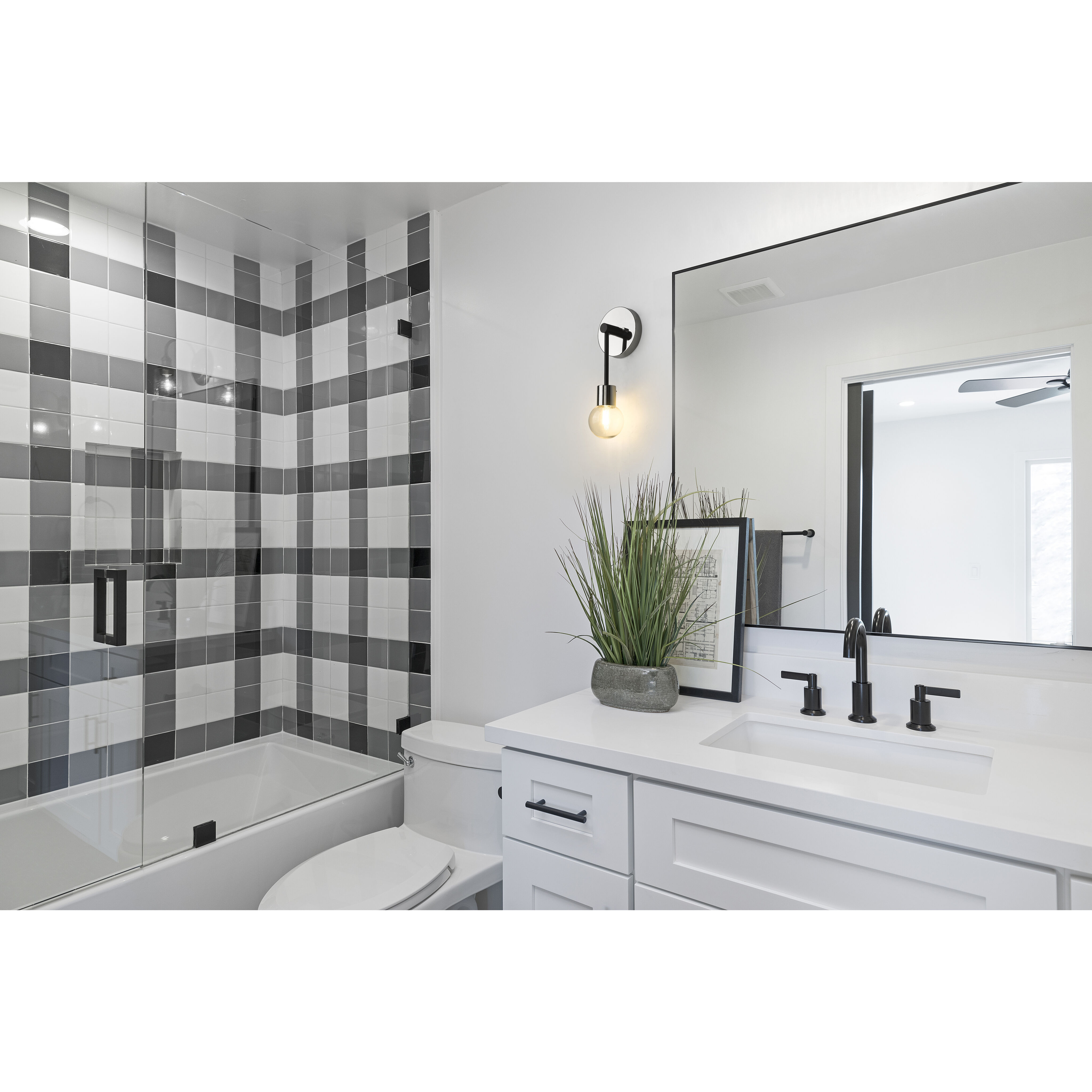 Neutra 1 Light 6 inch Matte Black and Polished Nickel Wall Sconce Wall Light